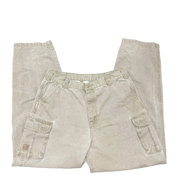 Men’s Cargo Outdoor Utility Workwear Pants Distressed Size 34 Tan - Picture 1 of 12